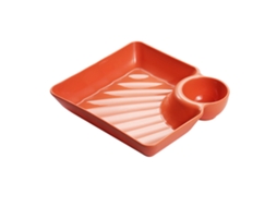 Prato De Bolinho Com Pires Para Imersão 7,2 Polegadas Dividido Chip E Conjunto De Prato De Servir Molho Para Bolinho Lanche Sushi Laranja