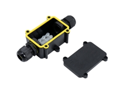 Bloco De Terminais Externo À Prova D'água Ip68, Conector De Cabo Elétrico, Caixa De Junção 2 Vias Para Cabos Ø 5 A 9 Mm, Preto, 1 Unidade