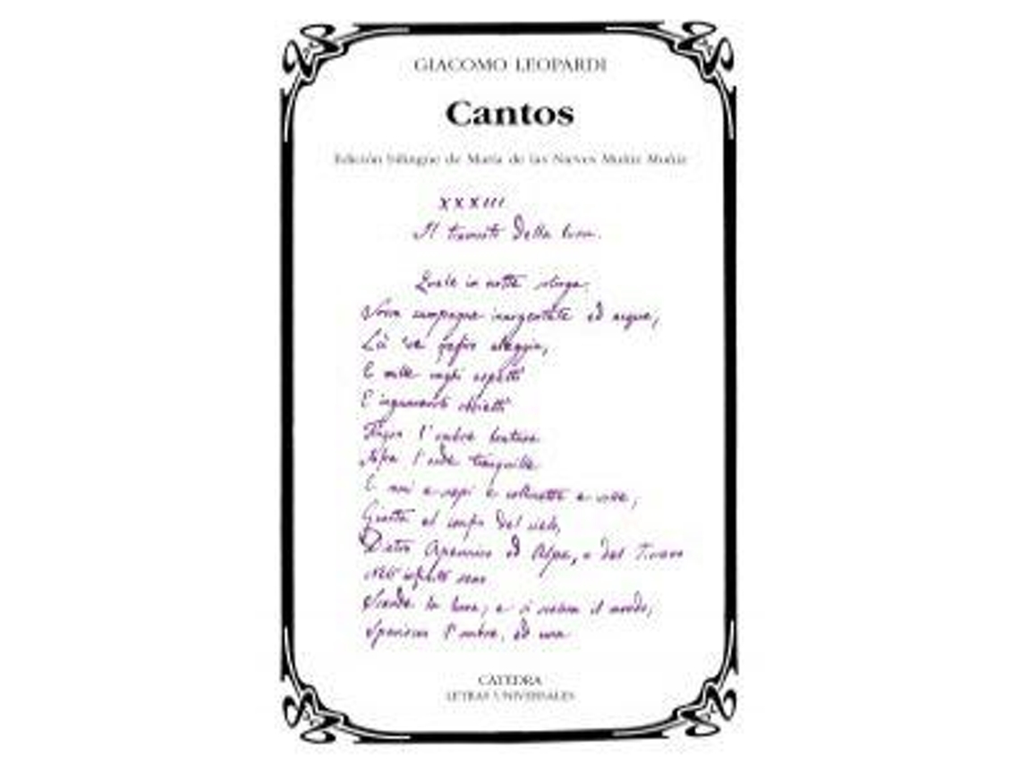 Livro Cantos de Giacomo Leopardi (Espanhol)