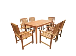 Vidaxl 7 Pcs Conjunto De Jantar De Exterior Madeira Acácia Maciça