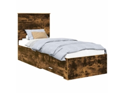 Estrutura da Cama Carvalho Defumado e Prata 70x190 cm MAISON EXCLUSIVE