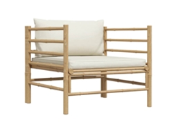 Maison Exclusive - Sofá De Jardim Em Bambu Com Almofadões Branco Nata
