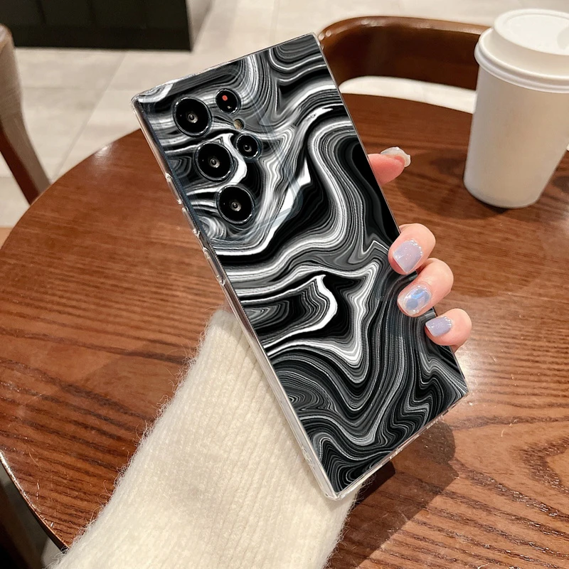 Capa Transparente Para Celular Samsung Galaxy S21 Fe 5g Com Estampa De Mármore Arenoso, Em Tpu Macio.