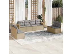 Pcs Conjunto De Sofás P/ Jardim Com Almofadões Vime Pe Bege Dkd Home Decor