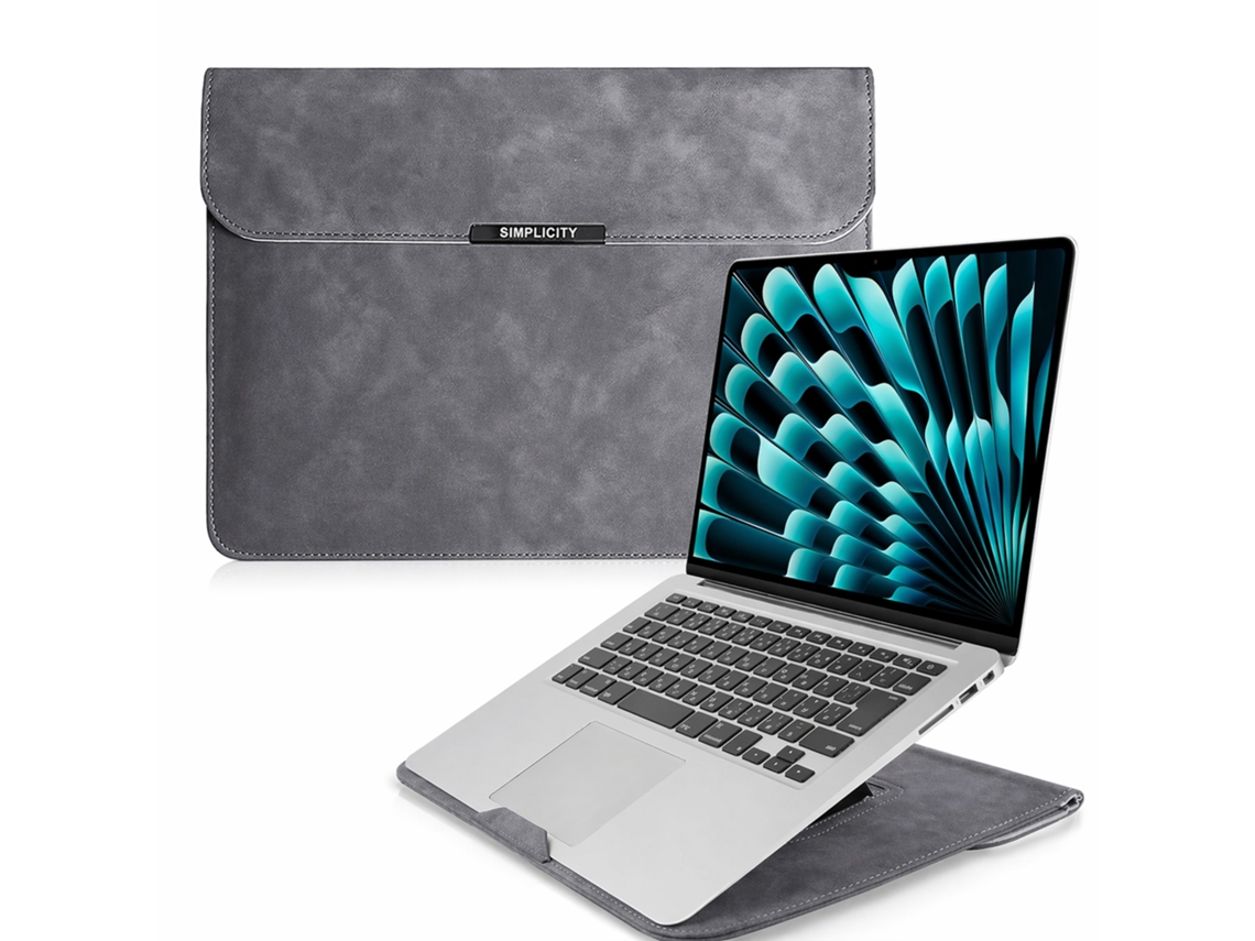 Capa Universal Para Laptop De 15/16 Polegadas Com Suporte - Couro Pu Cinza, Compatível Com Macbook Pro, Air, Huawei, Samsung, Apple E Garmin.