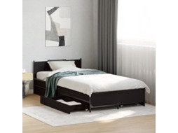 Vidaxl Estrutura Cama C/ Gavetas 75x190 Cm Derivados De Madeira Preto