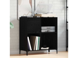 Vidaxl Armário Para Discos De Vinil Carvalho Preto 84,5 X 38 X 89 Cm