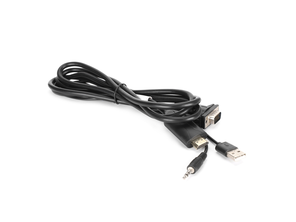 Cabo Adaptador De Interface Multimídia Vga Para Hd De 1,8 M Com Áudio De Alta Definição 1080p Usb D14 Slowmoose