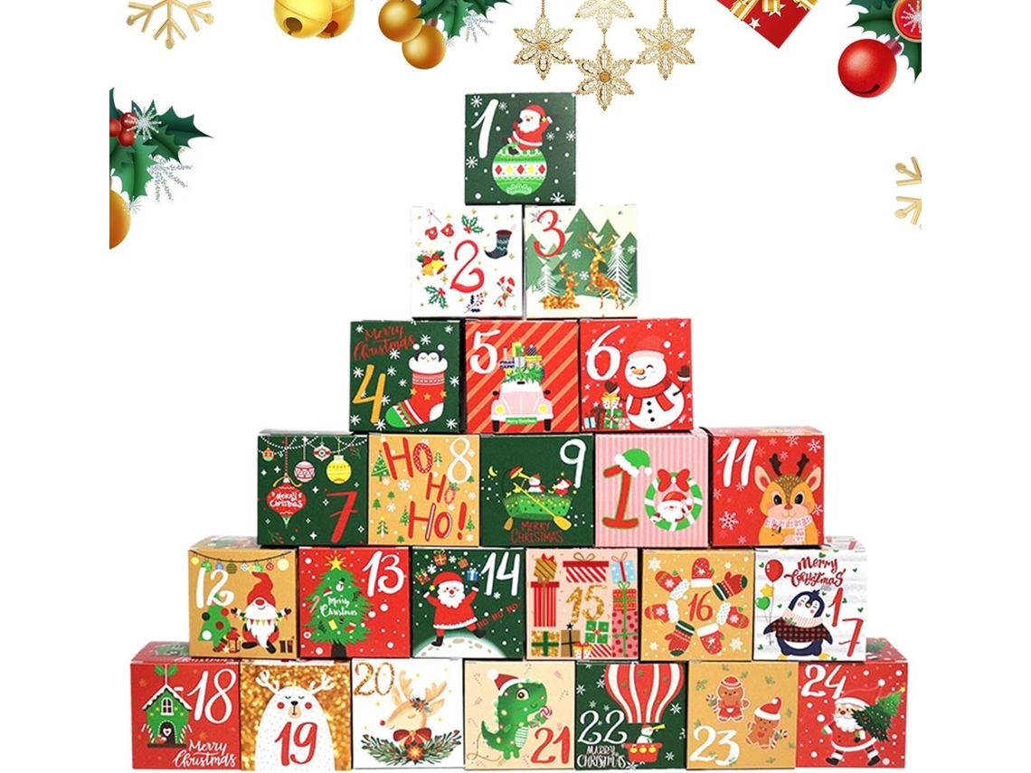 Caixas Adoráveis Para O Natal De 2024, Calendário De Contagem Regressiva Resistente Com 24 Espaços Vazios, 24 Dias.