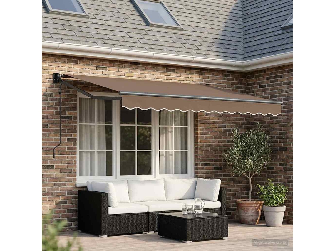 Vidaxl Toldo Retrátil Cinzento-acastanhado 3,5 X 2 M Poliéster E Metal