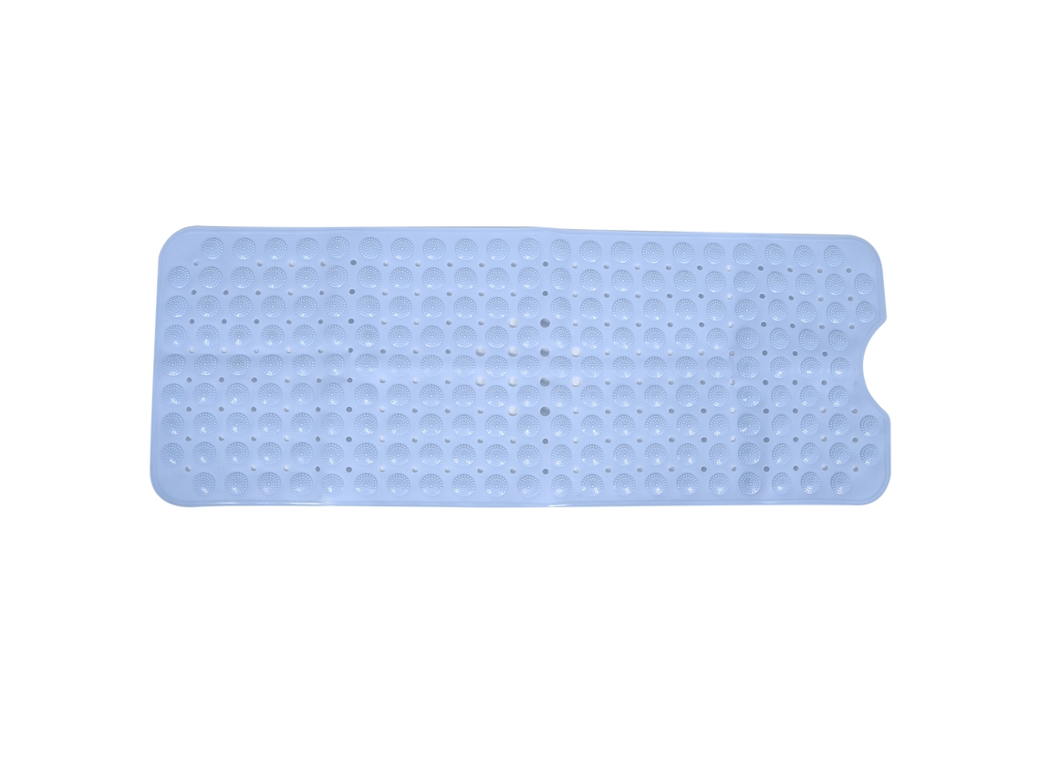 Tapete de Chuveiro Anti derrapante com ventosas e massagem para banheira azul 38x100cm