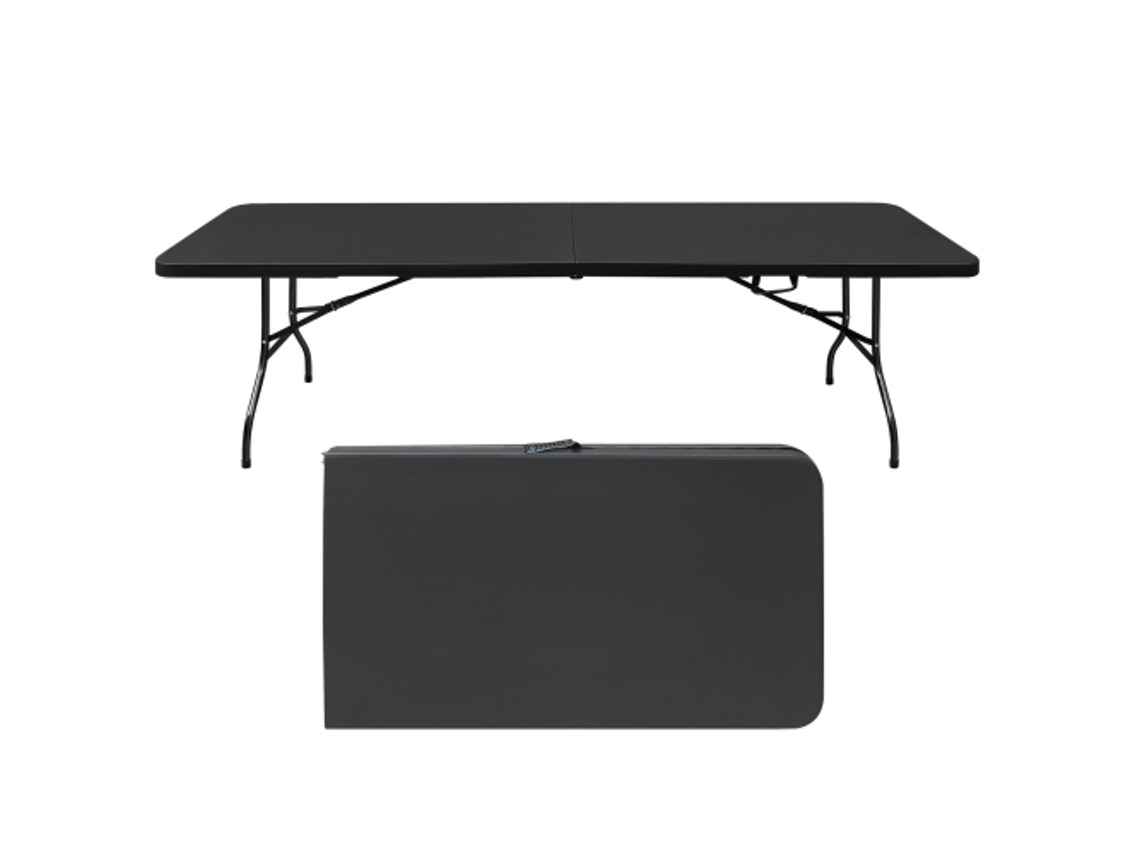 Mesa plegable portátil y resistente, adecuada para camping, uso interior/exterior, con una capacidad de carga de 135 kg (negra).