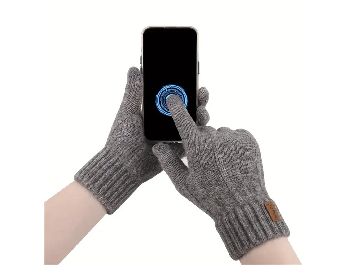 Pretas Luvas Alpaca Tela Toque Veludo Grosso Lã Tricô Grossas Resistentes Frio Quentes Inverno Escritório Viagens Ciclismo