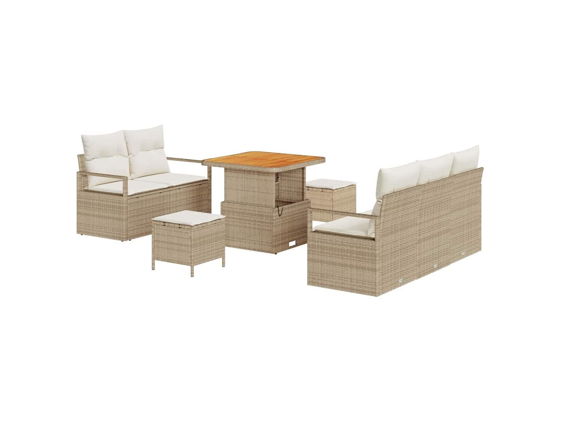 Maison Exclusive - Conjunto De Sofá De Jardim Com Almofada 8 Pcs Bege Vime Pe
