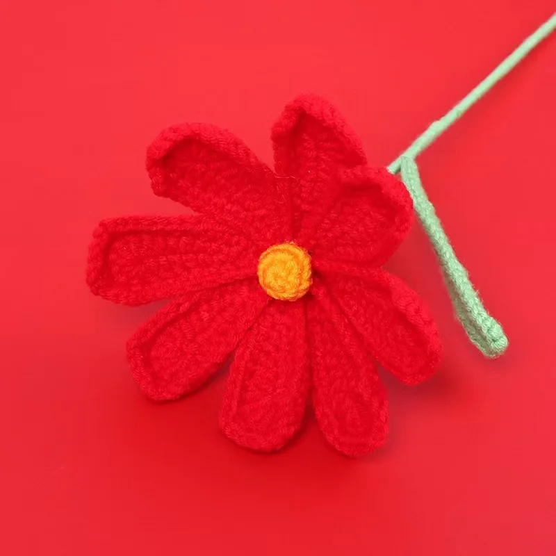 (1 Tulipa Vermelha) Buquê De Tulipas De Crochê, Faça Você Mesmo, Buquê De Tulipas Tricotado, O Presente Perfeito