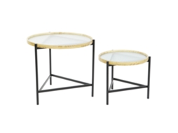 Conjunto de 2 Mesas Laterais de Vidro e Metal, 62x62x55,5cm ALEXANDRA HOUSE LIVING