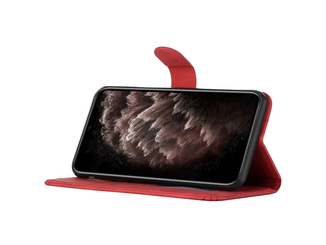 Capa Em Couro Pu Para Iphone 16 Plus Vermelho
