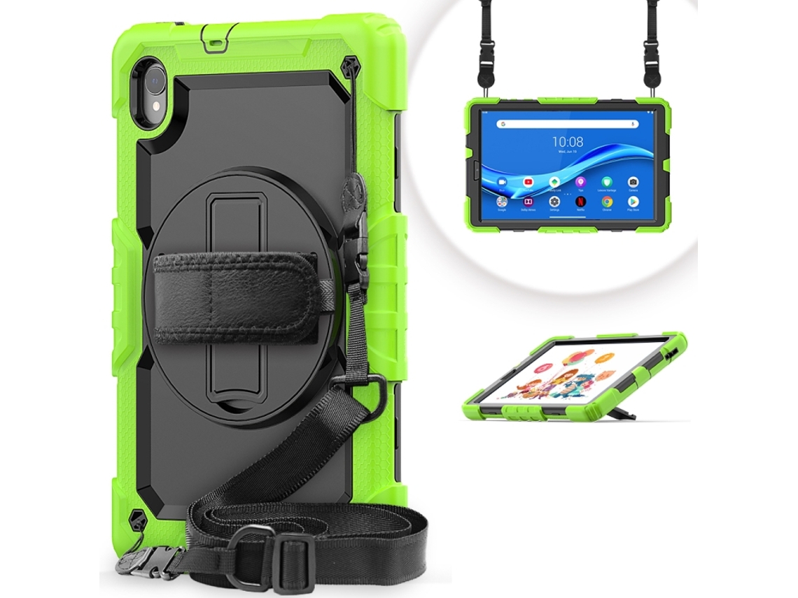 Capa Híbrida Silicone‑pc Colorida Halinuia Anti‑choque, Suporte, Alça De Ombro E Cinta Manual, Para Lenovo Tab M10 Hd Tb‑x306x