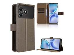 Capa De Couro Tipo Carteira Tkdaddy Para Zte Blade A36 Com Alça E Textura De Diamante, Marrom