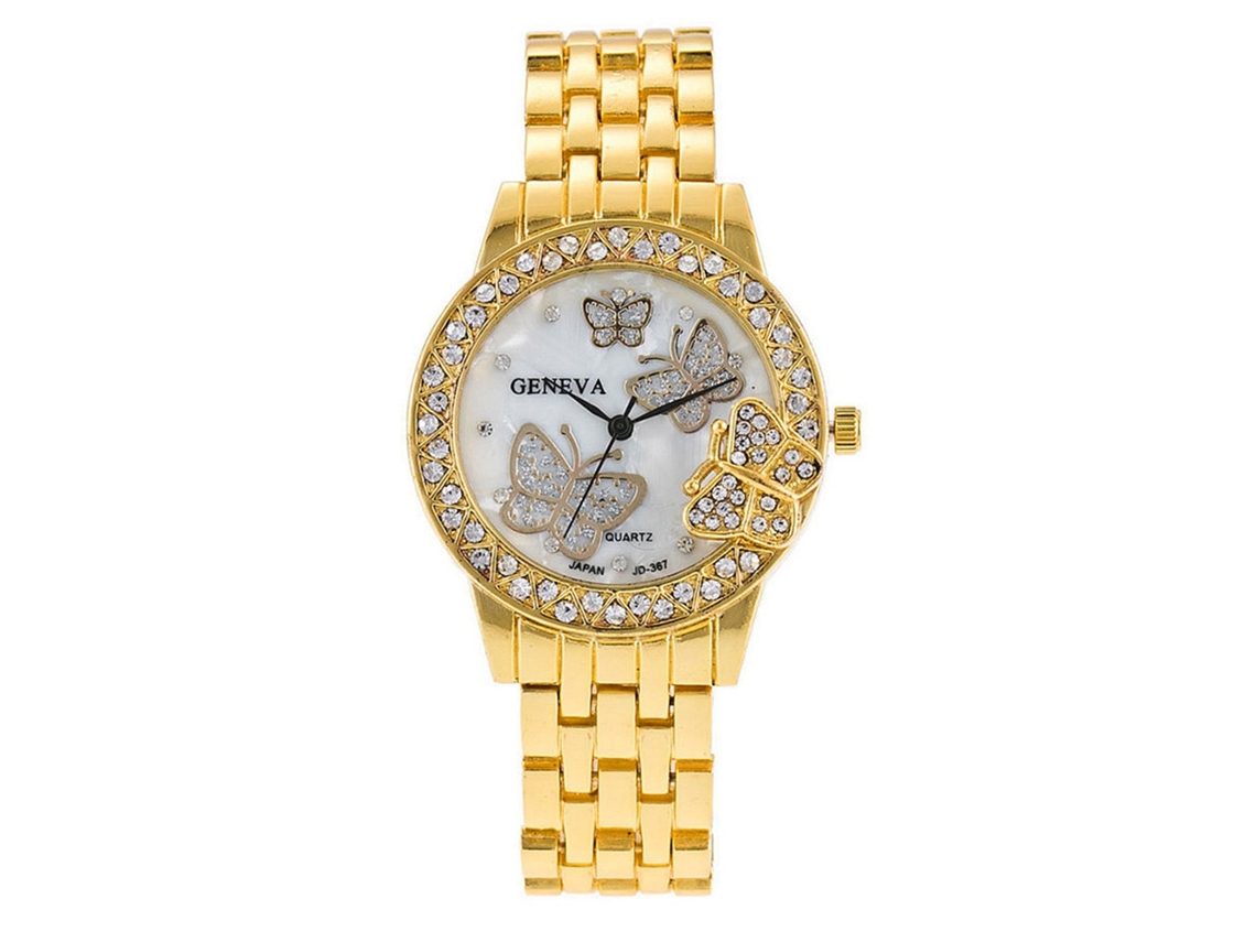 Relógio de Pulso Analógico com Pulseira de Aço Quartzo Fashion Ouro Prata Rosa