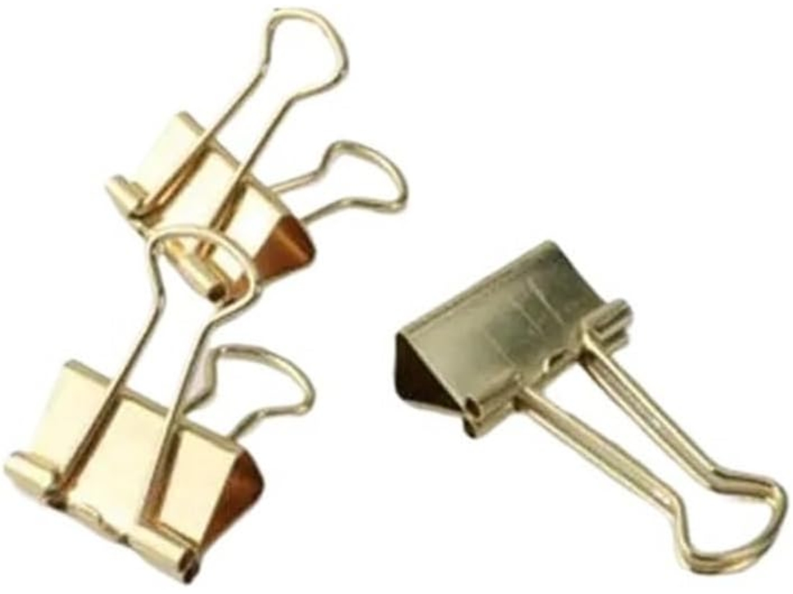 Conjunto de 12 Clips de Metal Dourado com Cauda Encaixe Andorinha Collection de Blocos de Notas e Artigos de Escritório
