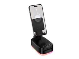 Alto-falante sem fio portátil com suporte para celular e carregador som estéreo poderoso led RGB USB S/MARCA