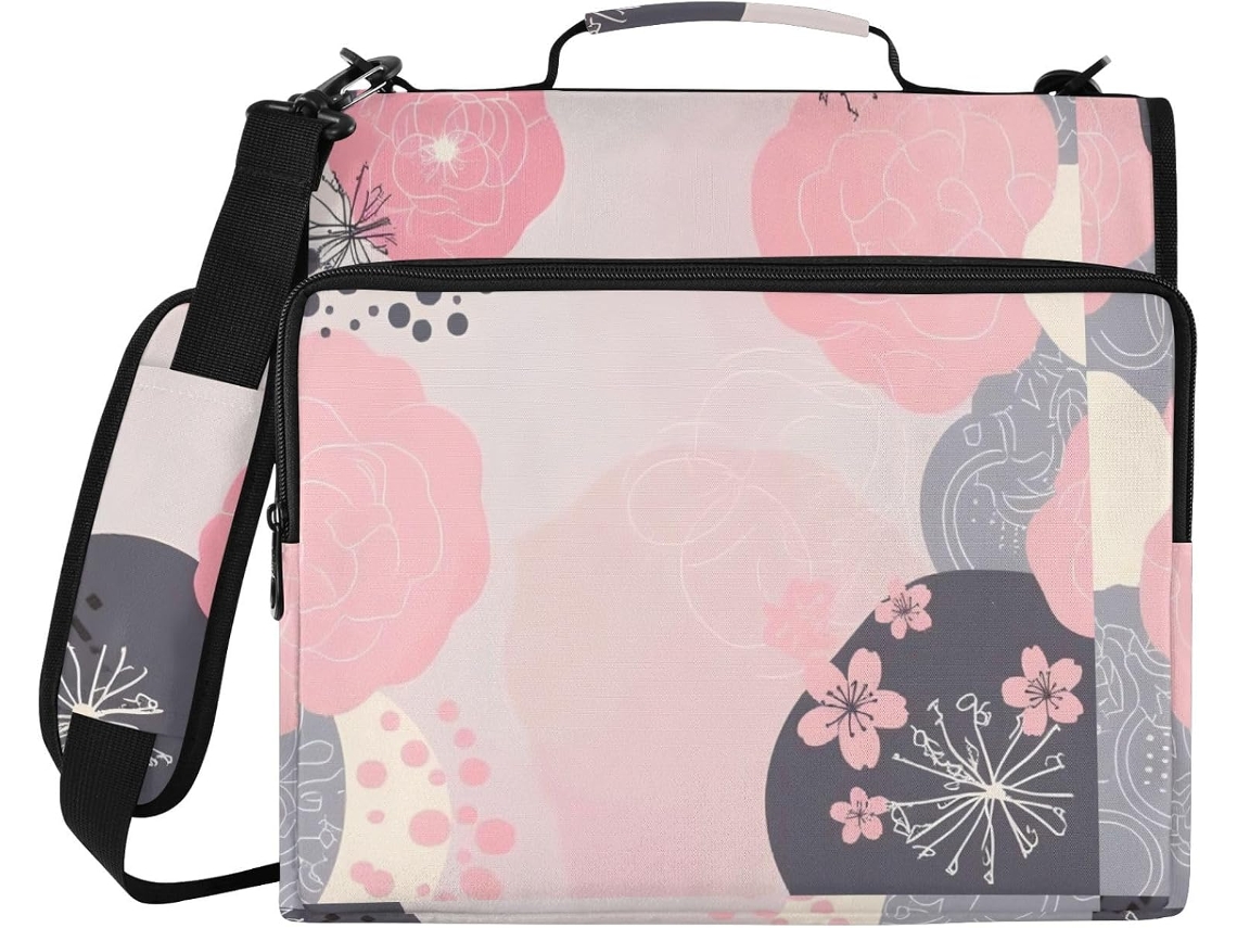 Pasta Organizadora Com Estampa Floral De Primavera, 3-argolas De 3, 8cm E Alça, Tamanho Grande, Ideal Material