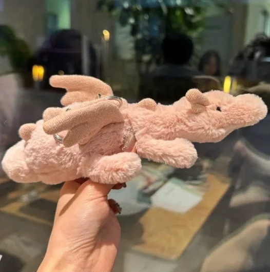 Chaveiro de Pelúcia Fofo em Formato de Animal, Pingente de Brinquedo Macio. Decoração para Bolsa. MDUG (dragão Rosa)