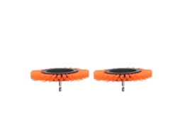 Conjunto de 2 cabeças de escova para furadeira elétrica de 3,5 polegadas, acessórios de escova duráveis para decoração de carpetes, laranja.