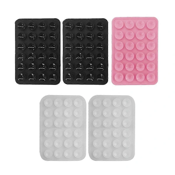 Conjunto De 5 Capas De Celular Com Ventosa, Em Silicone Autoadesivo, Transparentes, Pretas E Rosa, Tamanho Único, Sd.