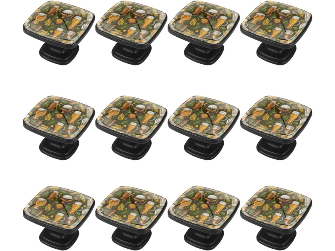 Puxadores Quadrados Para Gavetas De Cômoda, Puxadores Para Armários De Cozinha, 12 Peças, Desenho Animado De Cerveja E
