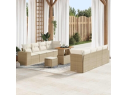 Vidaxl Conjunto De Sofá De Jardim 11 Unid. Bege Vime Pe