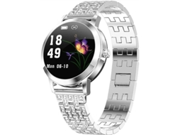 Relógio inteligente feminino Bestvite com Bluetooth, música, pulseira de aço, rastreador de condicionamento físico, saúde, sono, prata