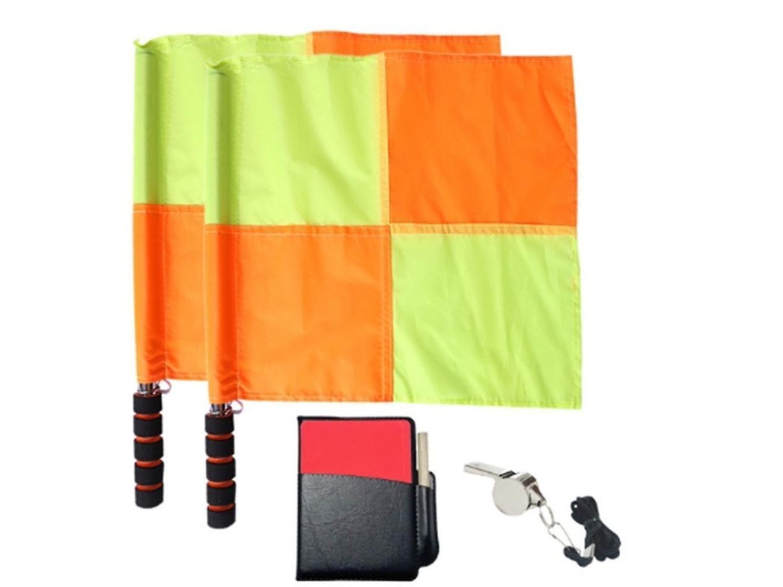 Conjunto de Banderas, Cartões Vermelhos e Amarelos, Caderno, Lápis e Apito de Aço Inoxidável para Árbitros de Futebol S/MARCA