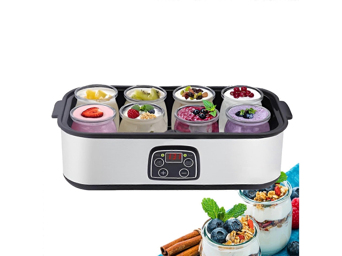 Iogurteira Grega Automática Com 8 Potes De Vidro, Visor Lcd E Controle De Tempo Por Microcomputador.