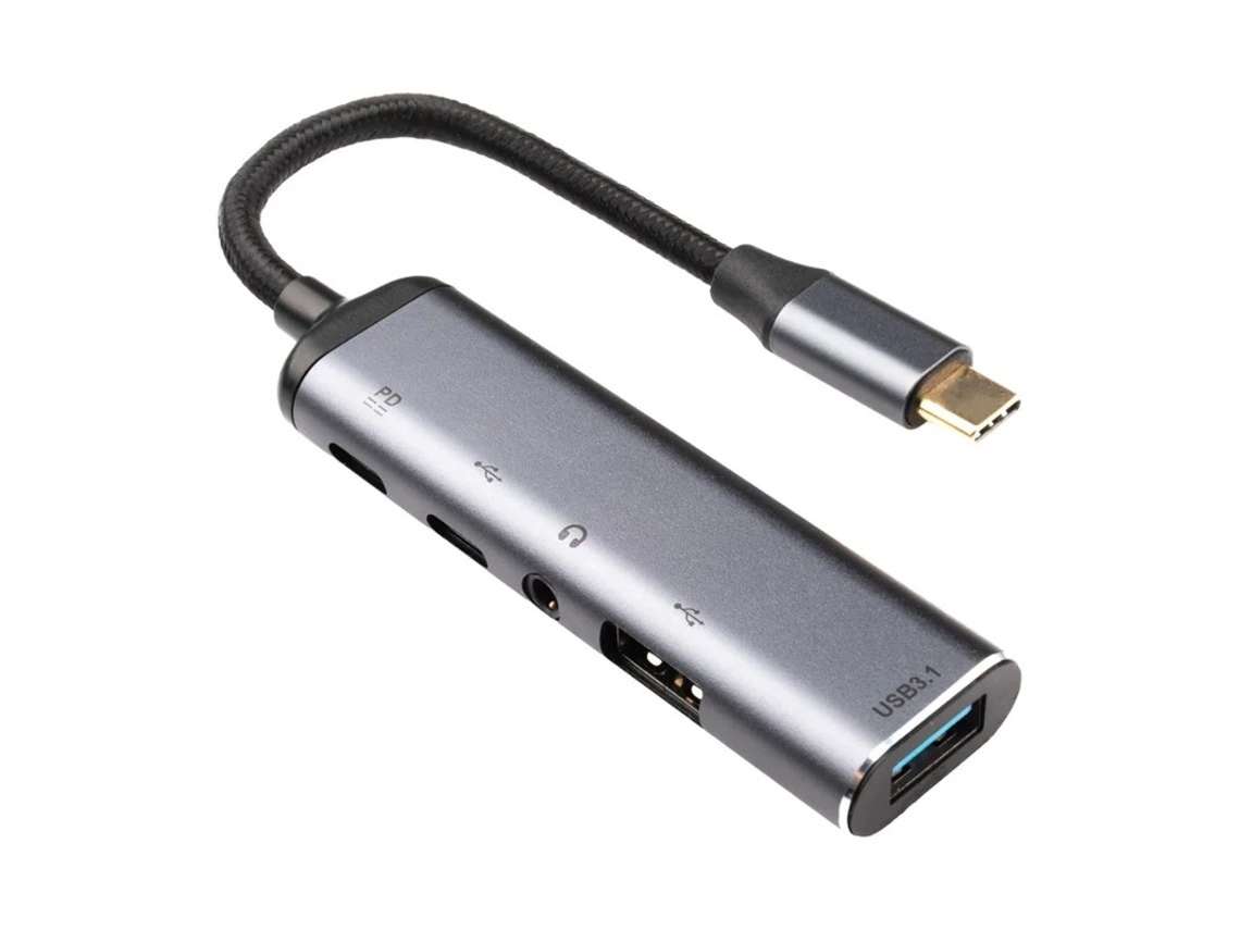 Hub USB-C Adaptador de Porta Múltipla Tipo C 5 em 1 com Saída de Áudio de 3,5 mm, USB 3.1, USB 2.0, PD de 100W para MacBook Pro, iMac, iPad YIZHOOD