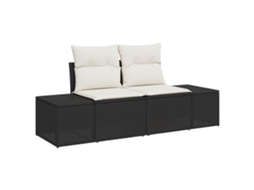 Conjunto 1 Sofá Exterior Vidaxl Preto Vime Pe (184 X 62 X 69 Cm)