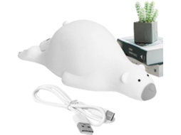 Luminária Noturna Ursinho 3 Níveis De Luz, Recarregável Via Usb,
