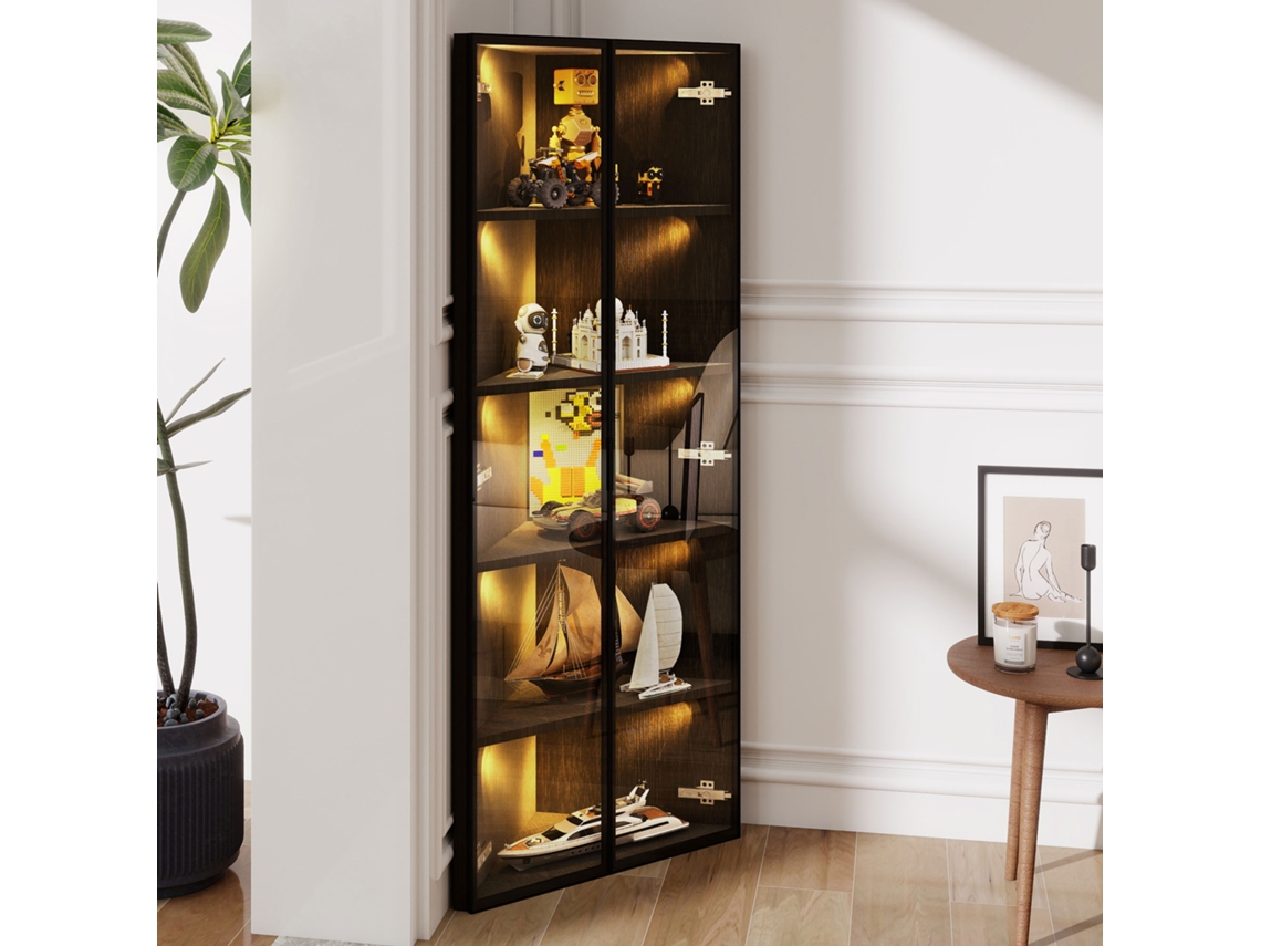 Vitrine Vidro Led 62x35x160cm Preta Temperado