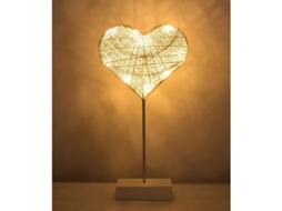 Lâmpada de mesa Nova Line, forma de coração, LED, luz branca quente, com bateria