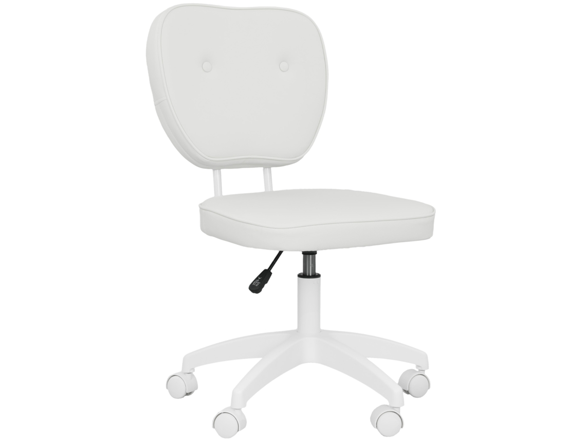 Cadeira de escritório estofada, altura ajustável, sem braços, 92cm, branco S/MARCA