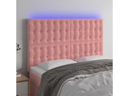 Vidaxl Cabeceira De Cama C/ Luzes Led Veludo 144x5x118/128 Cm Rosa