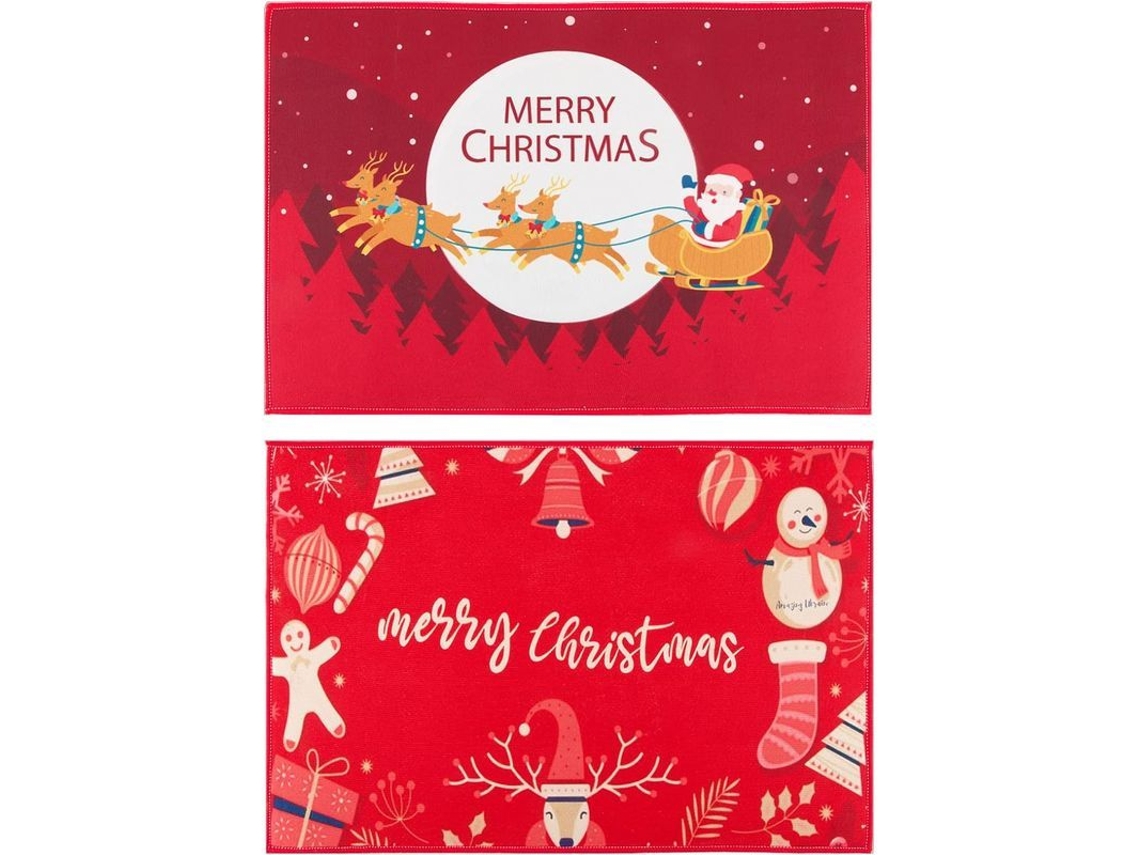 Tapetes de entrada de Natal, 2pcs, vermelho e branco NOVA LINE