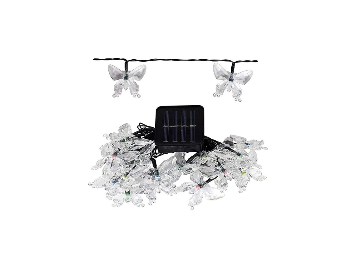 Luz Solar Cordão Borboleta 20/30/50 Led Luz de Jardim para Decoração Exterior de Quintal