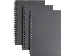 Caderno Espiral A5 Pautado, Pacote Com 3, Capa Mole, Diário, Capa Kraft, Preto, 100 Páginas/50 Folhas, Bloco De Notas, Planejador Brilvibera