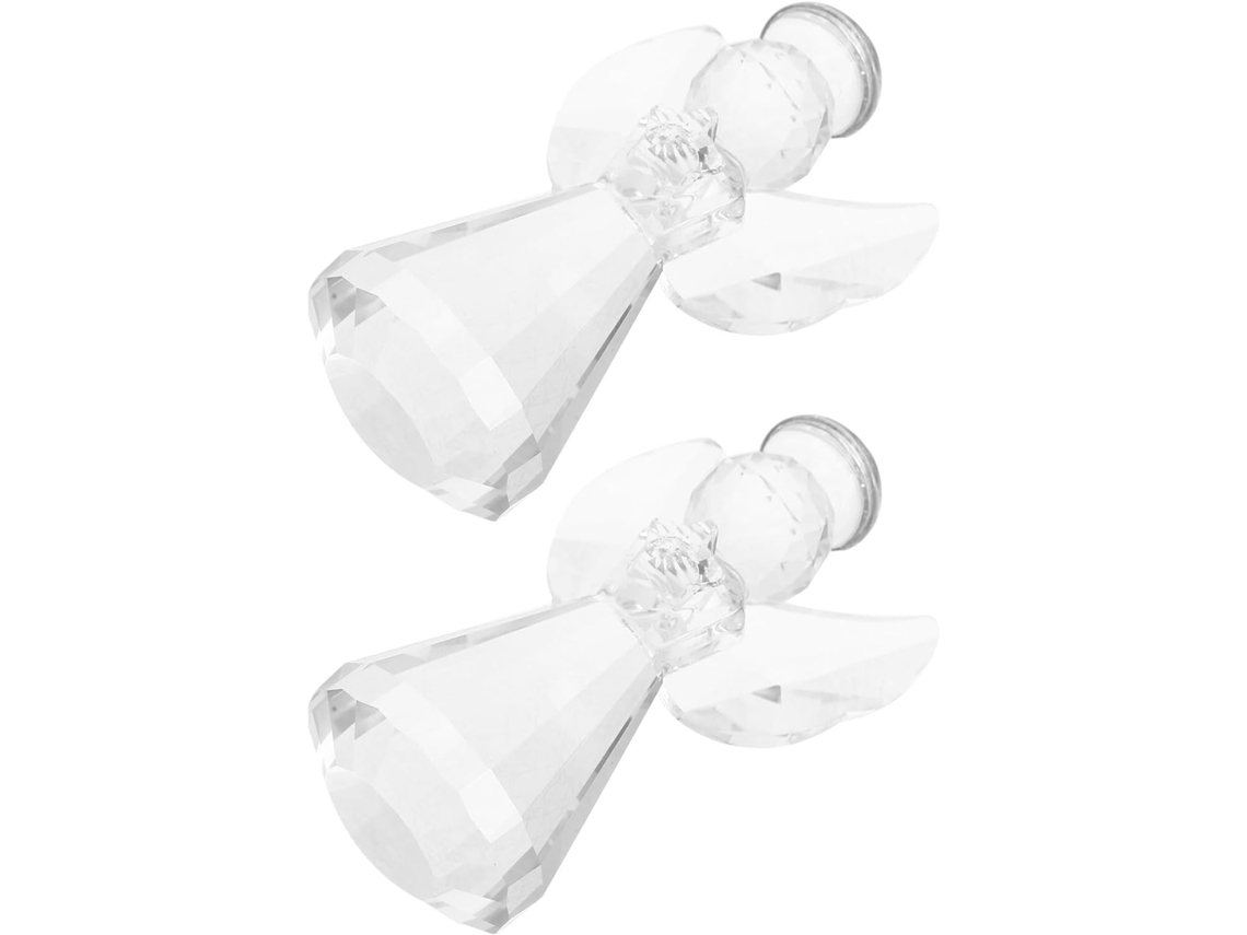 Conjunto De 2 Enfeites Decorativos De Anjos Em Cristal, Esculturas Decorativas Transparentes.
