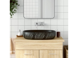 Vidaxl Lavatório De Bancada Oval 59x40x14 Cm Cerâmica Preto