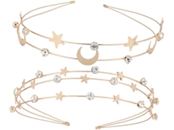 Conjunto De 2 Tiaras Douradas Com Estrelas Para Mulheres, Acessórios De Cabelo Para Casamentos E Aniversários.