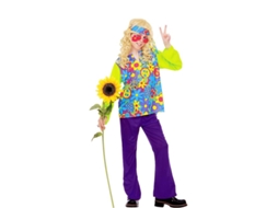 Fato de hippie floral verde para criança e adolescente