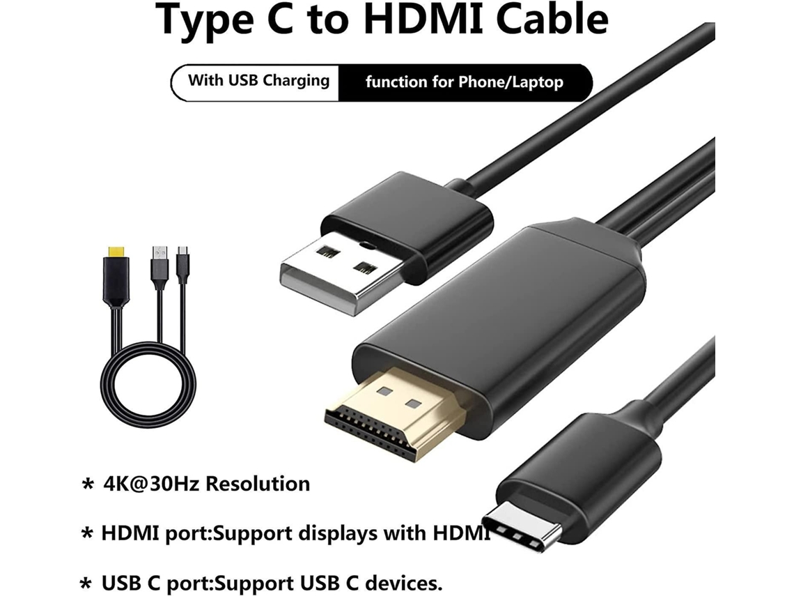 Adaptador Usb c para Hdmi , Cabo Hdmi, com Carregamento. AQUAFORGE (4k a 60hz)